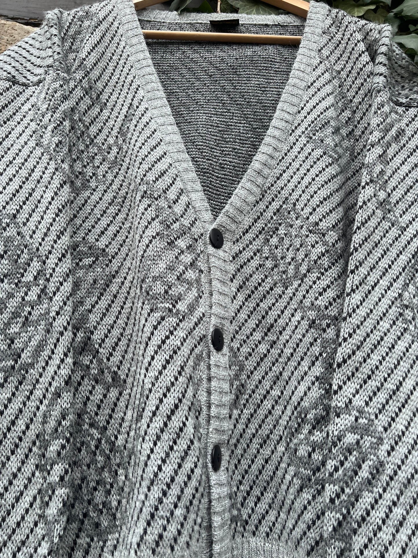 Vintage Oversized Strickjacke Cardigan Grey-L