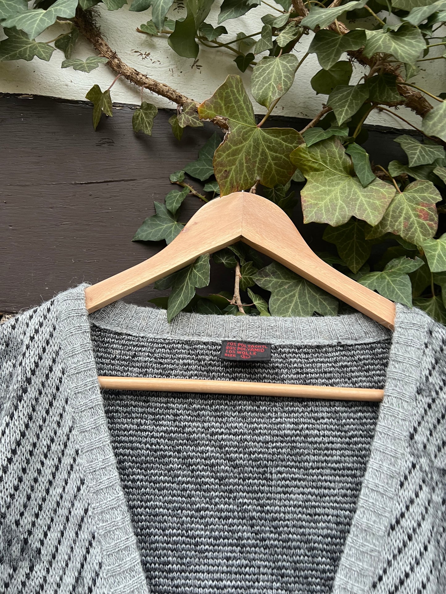 Vintage Oversized Strickjacke Cardigan Grey-L