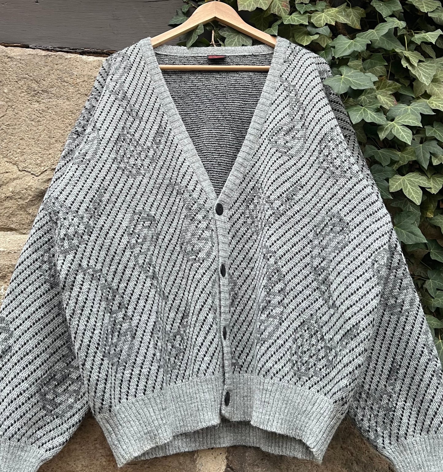 Vintage Oversized Strickjacke Cardigan Grey-L