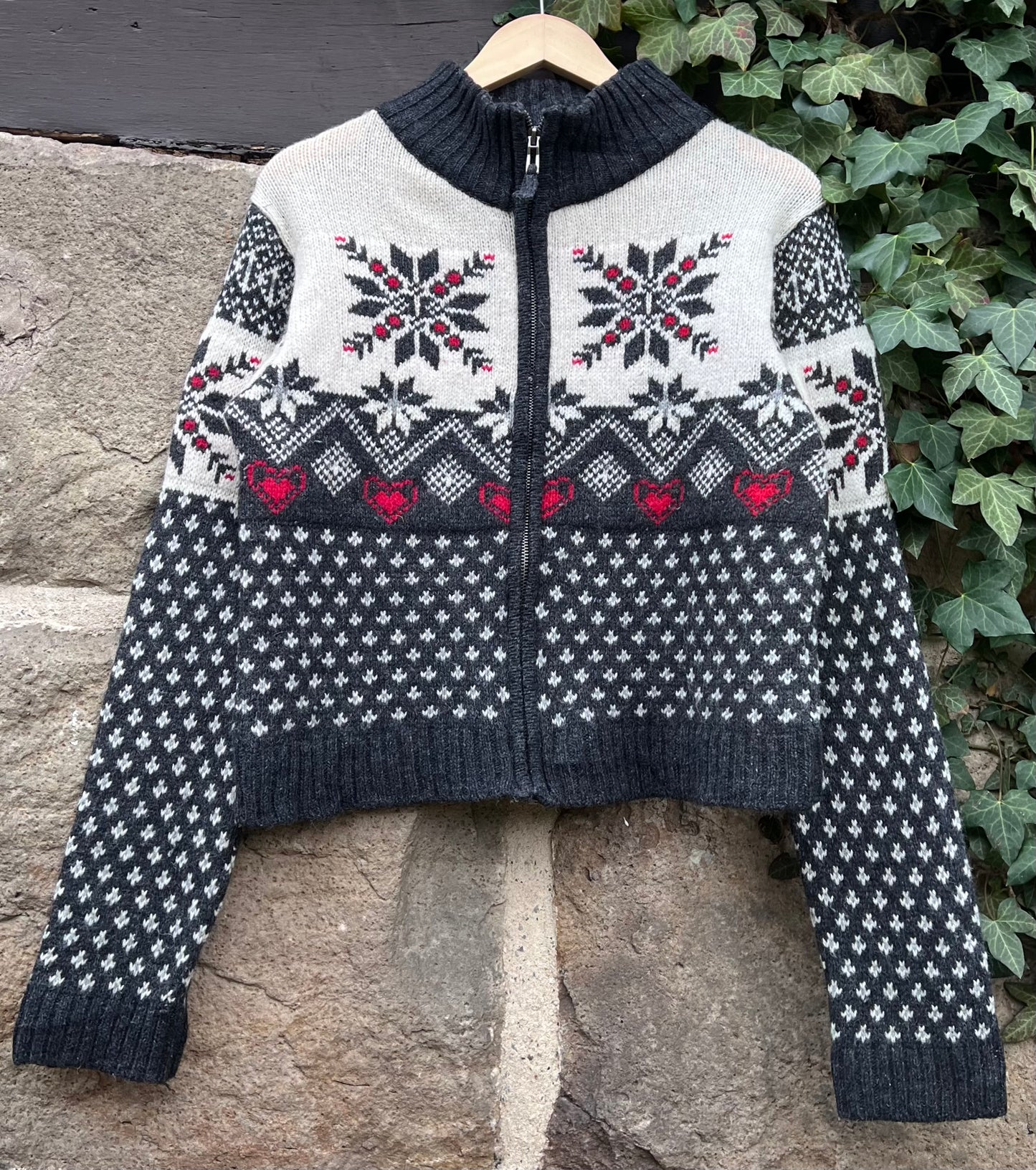 Vintage Strickjacke Cropped Knit Nordic-S