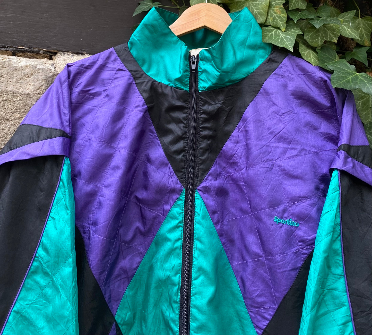 Vintage Windbreaker Trackjacket Lila/Schwarz-M