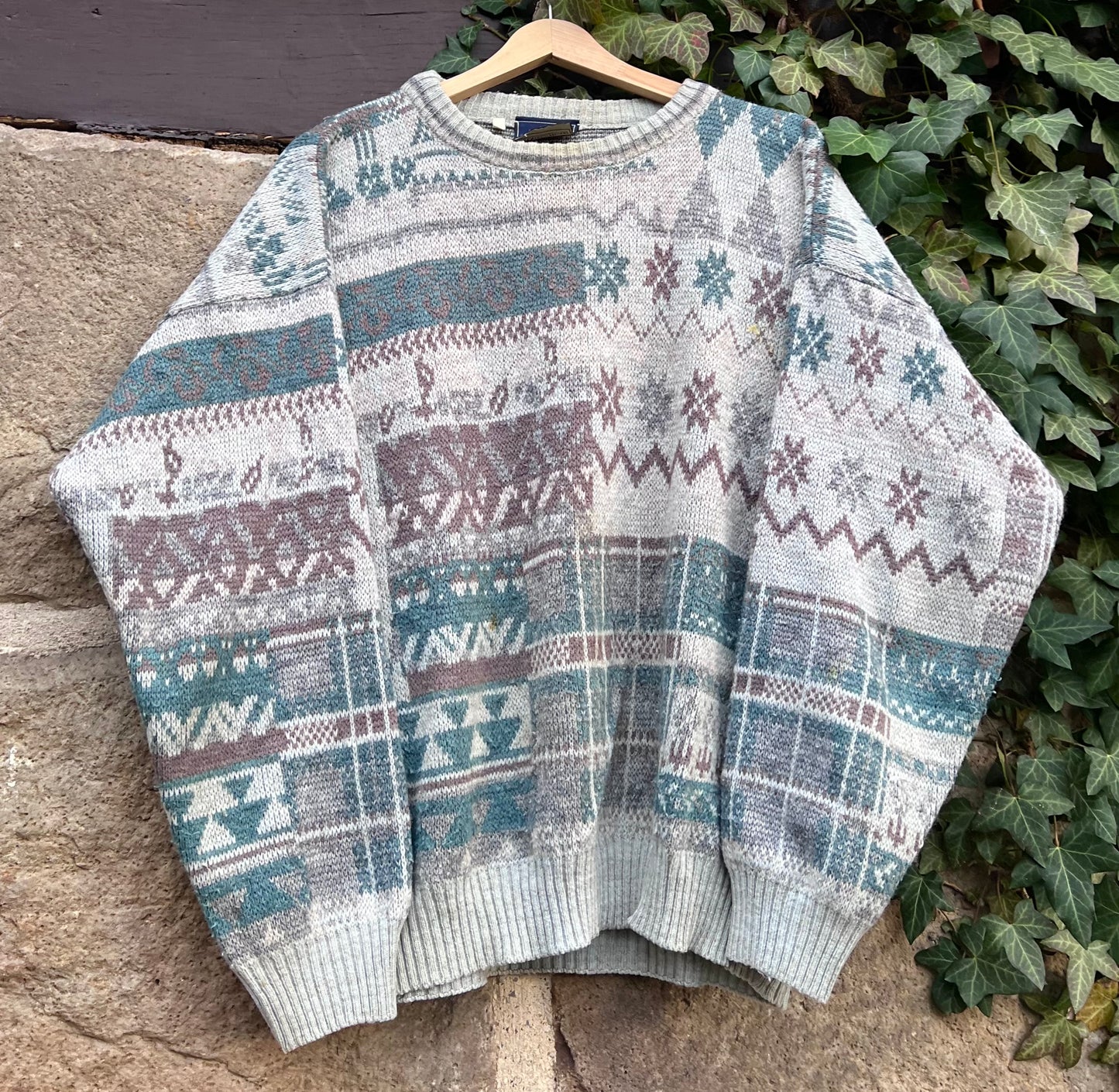 Vintage Sweater Knit Abstract-M