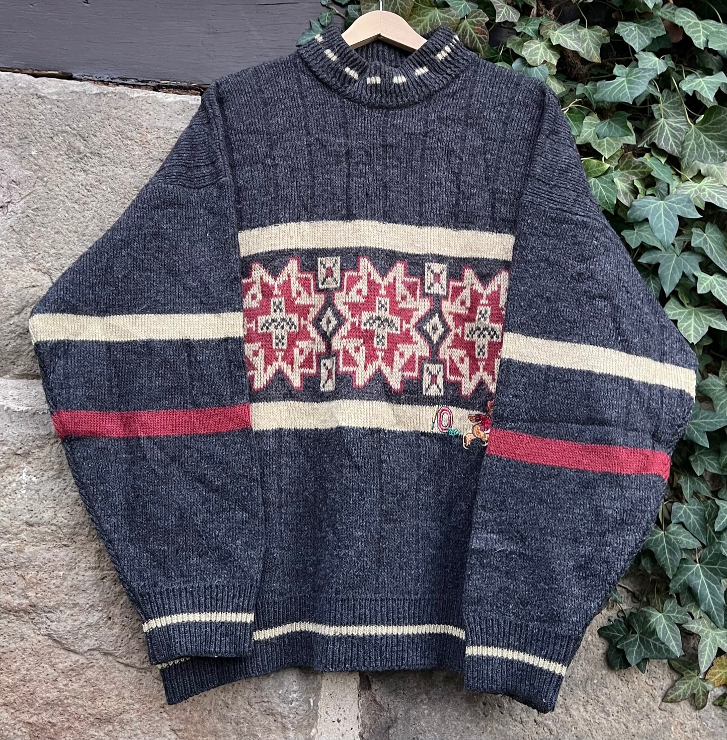 Vintage Oversized Sweater Strickpullover Knit Bear-L