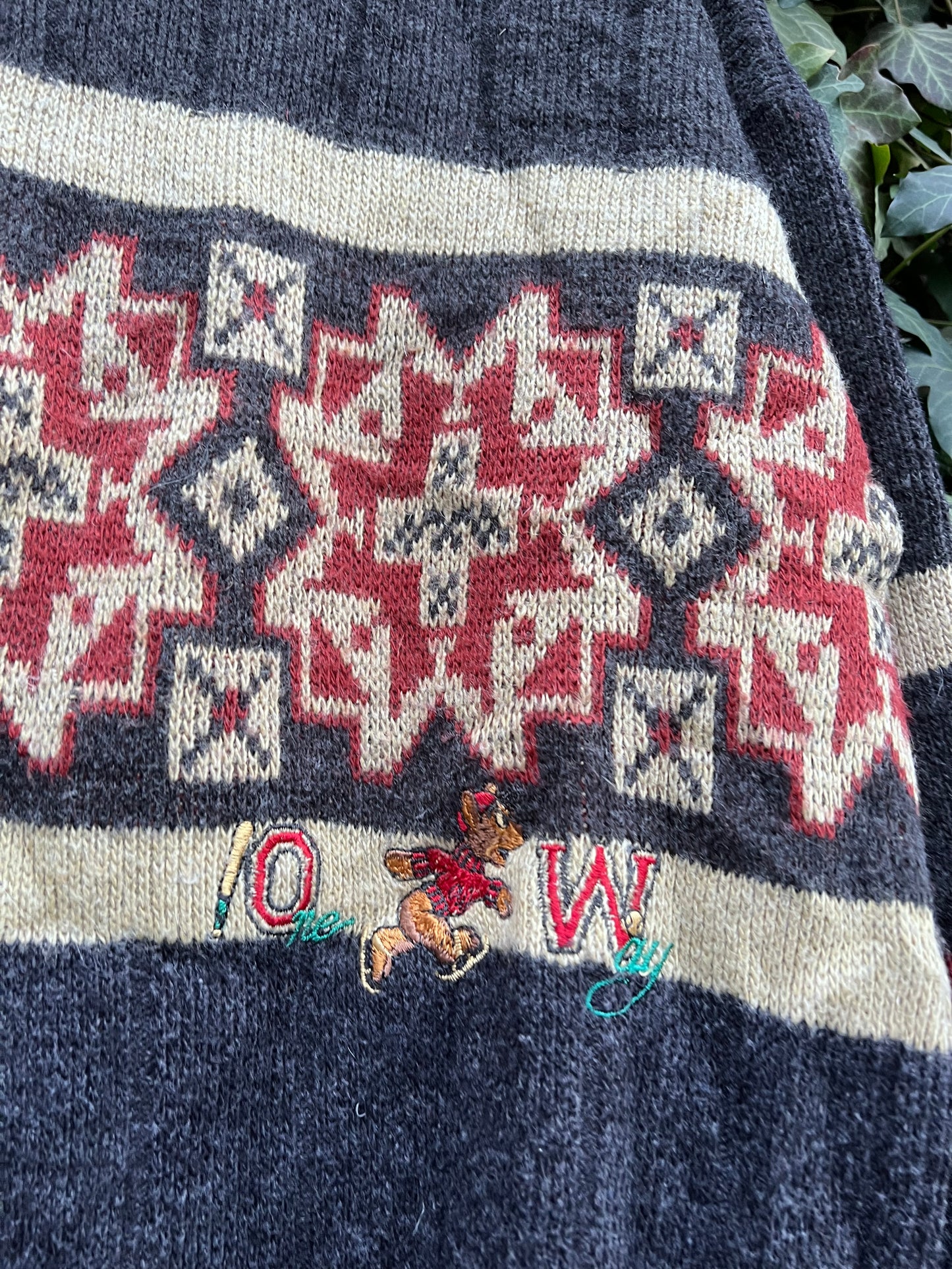 Vintage Oversized Sweater Strickpullover Knit Bear-L