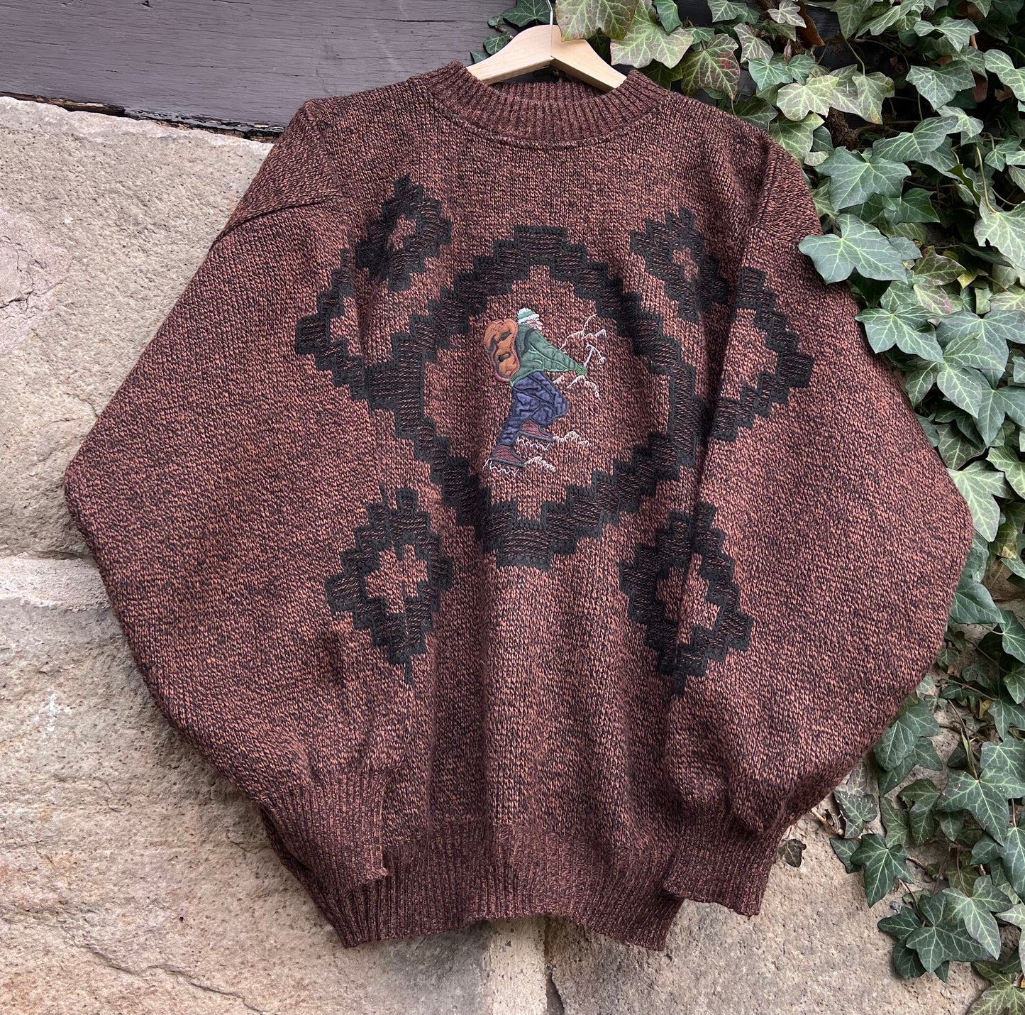 Vintage Oversized Sweater Knit Strickpullover Hiker-S