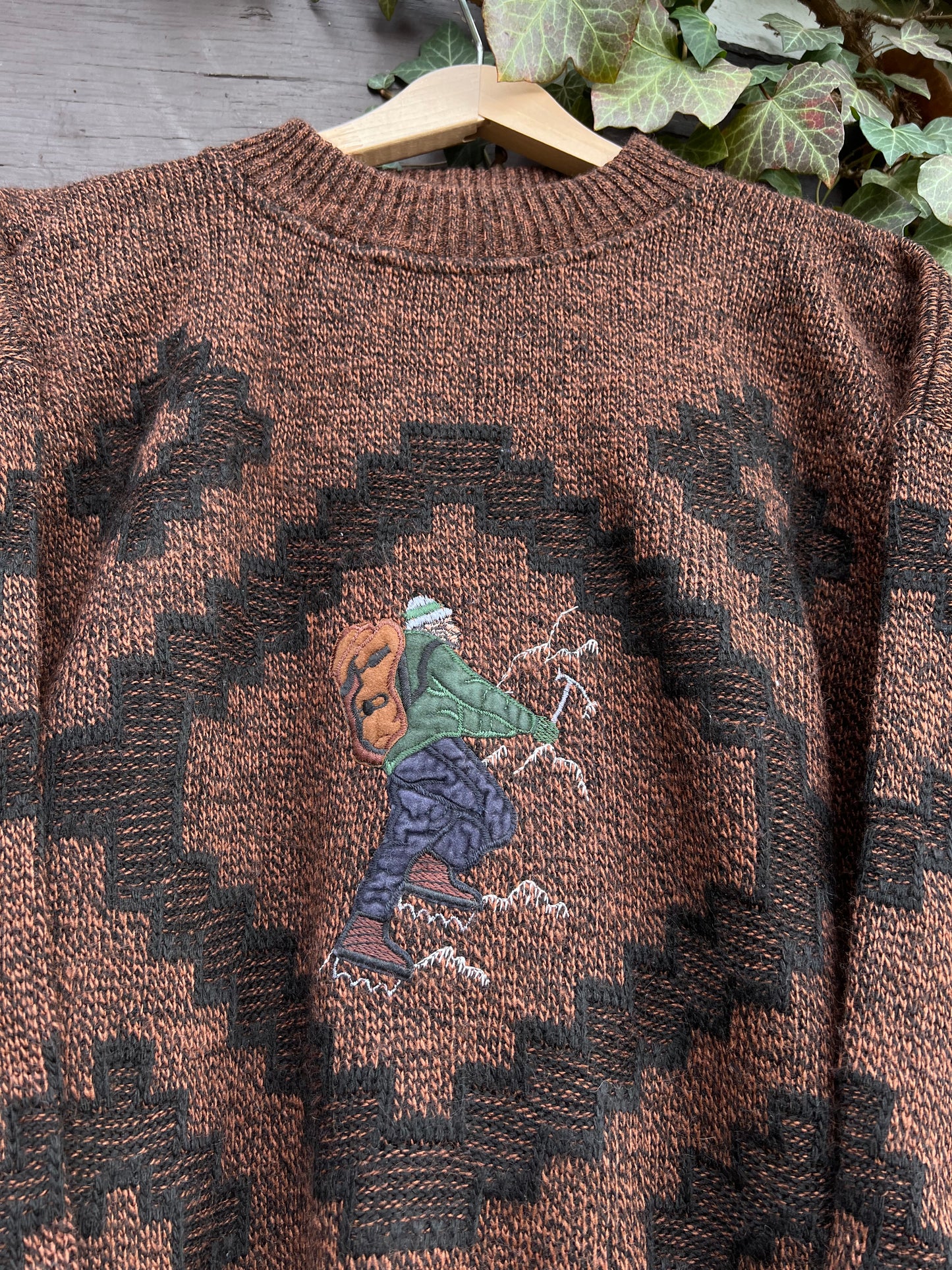 Vintage Oversized Sweater Knit Strickpullover Hiker-S