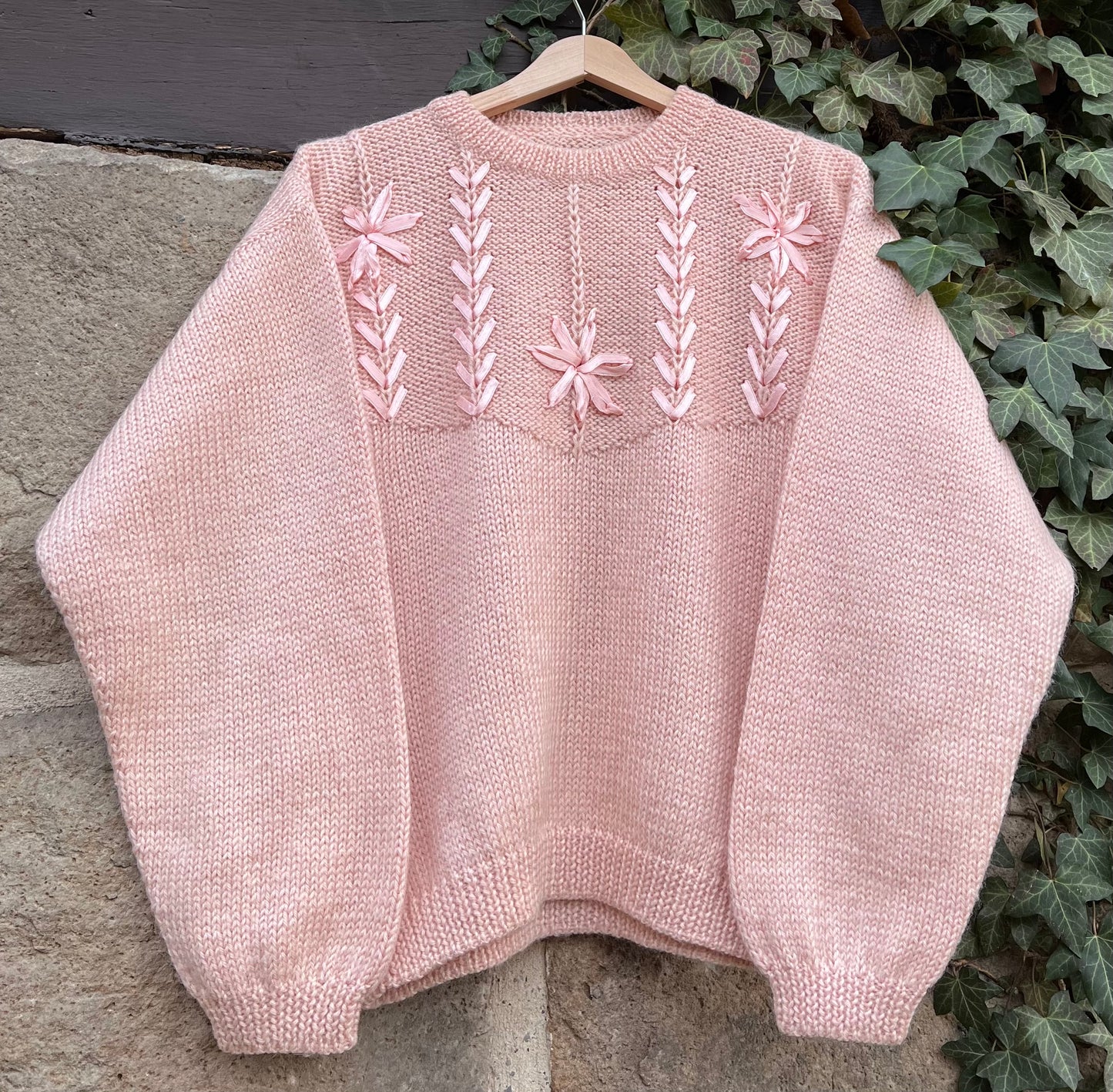 Vintage Strickpullover Knit Flowers-S