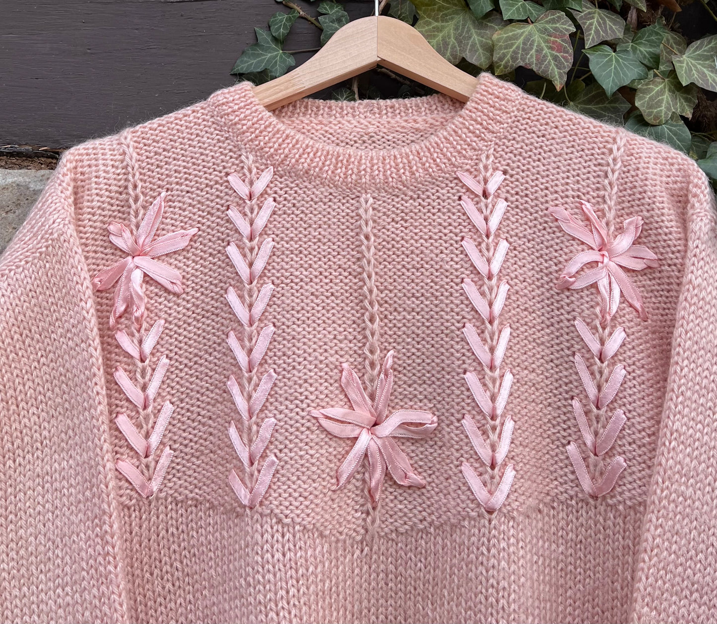 Vintage Strickpullover Knit Flowers-S