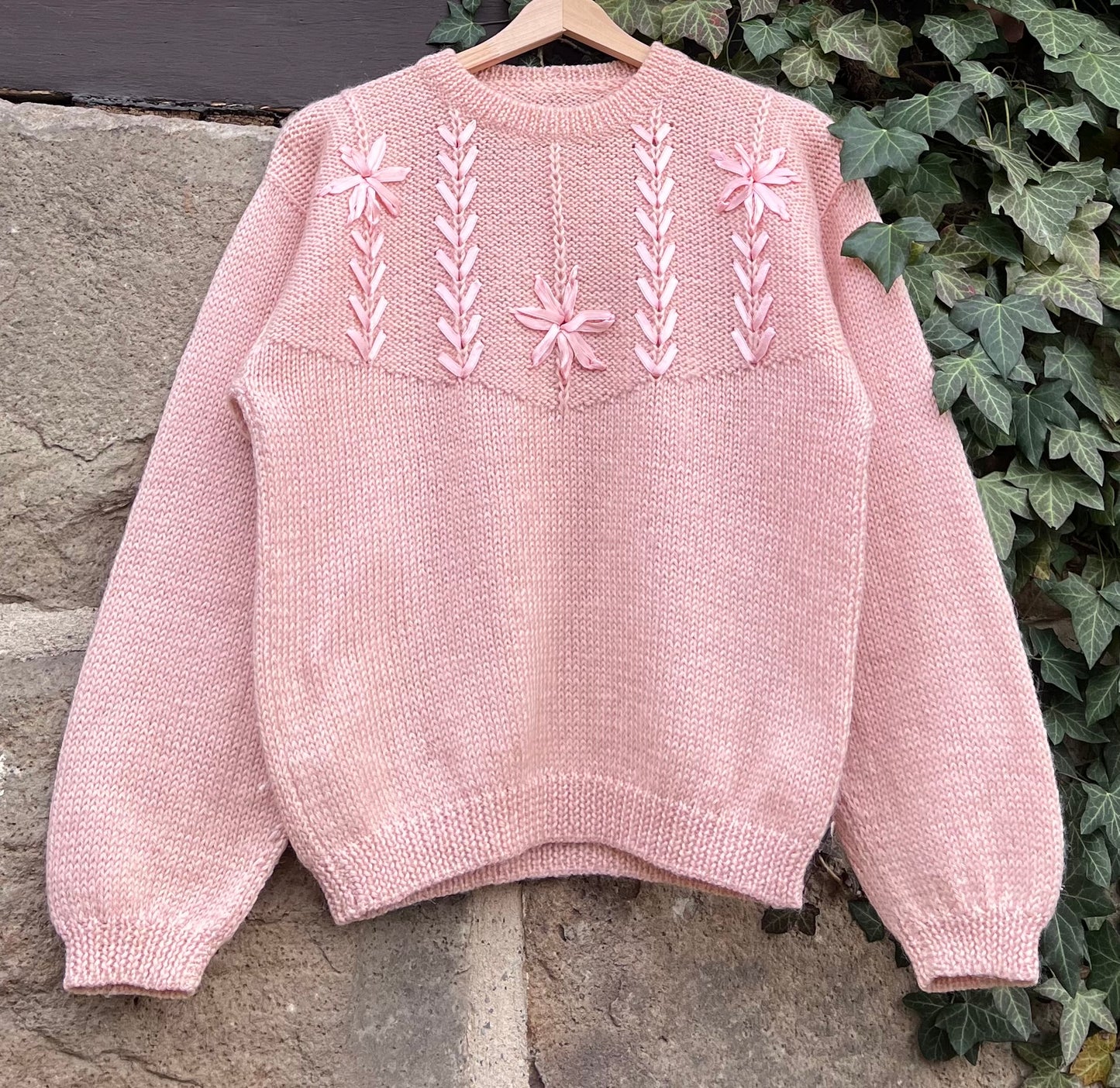 Vintage Strickpullover Knit Flowers-S