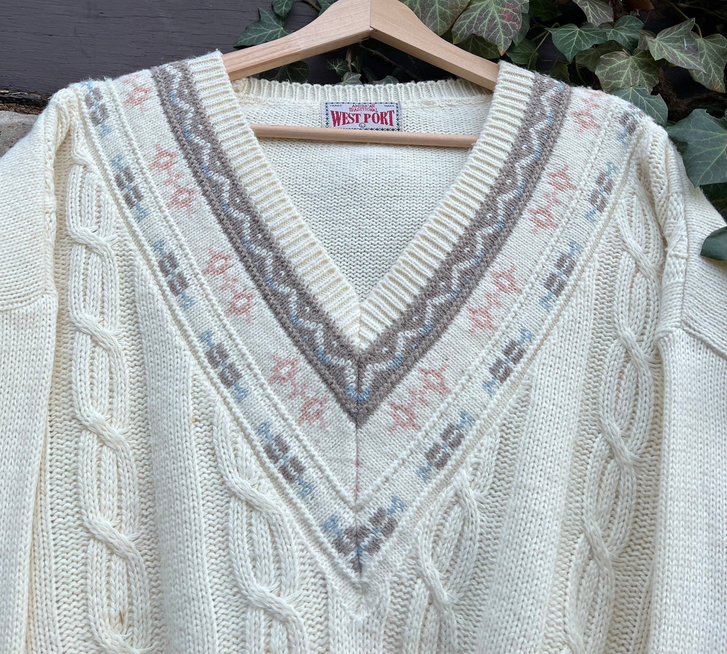 Vintage Sweater Knit Zopfmuster Westport-M