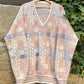 Vintage Oversized Sweater V-Neck -L