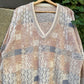 Vintage Oversized Sweater V-Neck -L