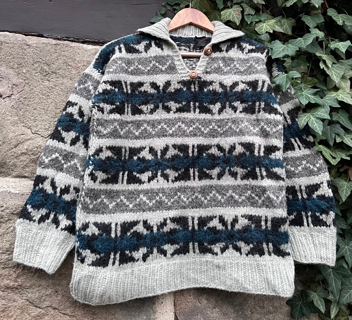 Vintage Sweater Knit Strickpullover Wolle-S