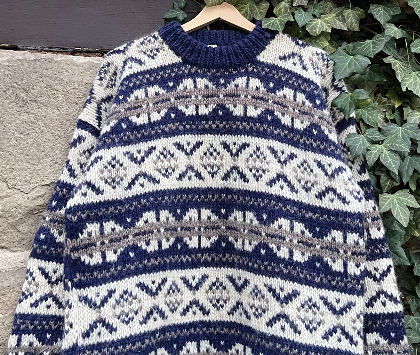 Vintage Oversized Sweater Strickpullover Wool Nordic-L
