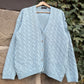 Vintage Strickjacke Knit Zopfmuster Skyblue-S