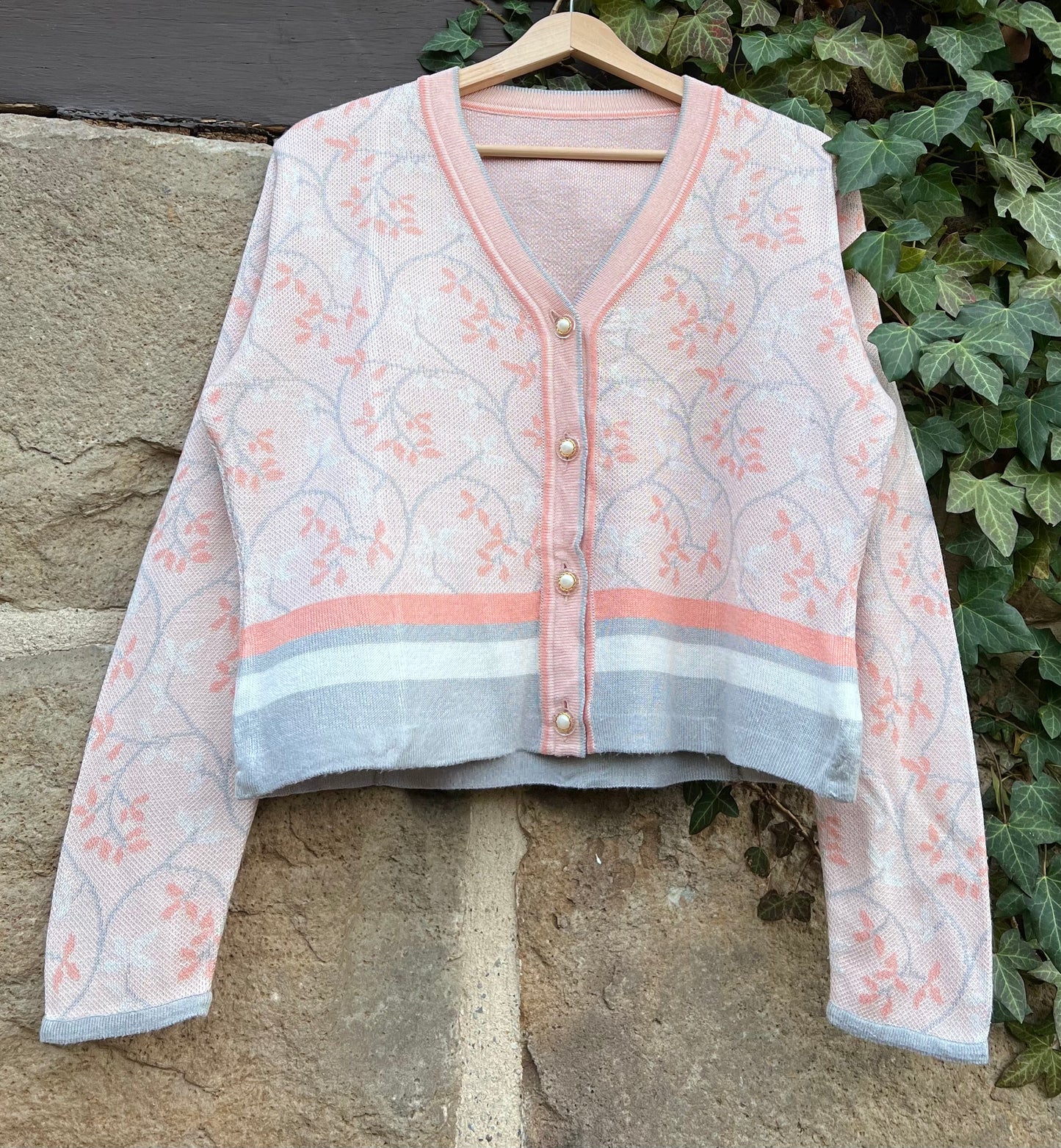 Vintage Strickjacke Knit Cropped Blossom-S