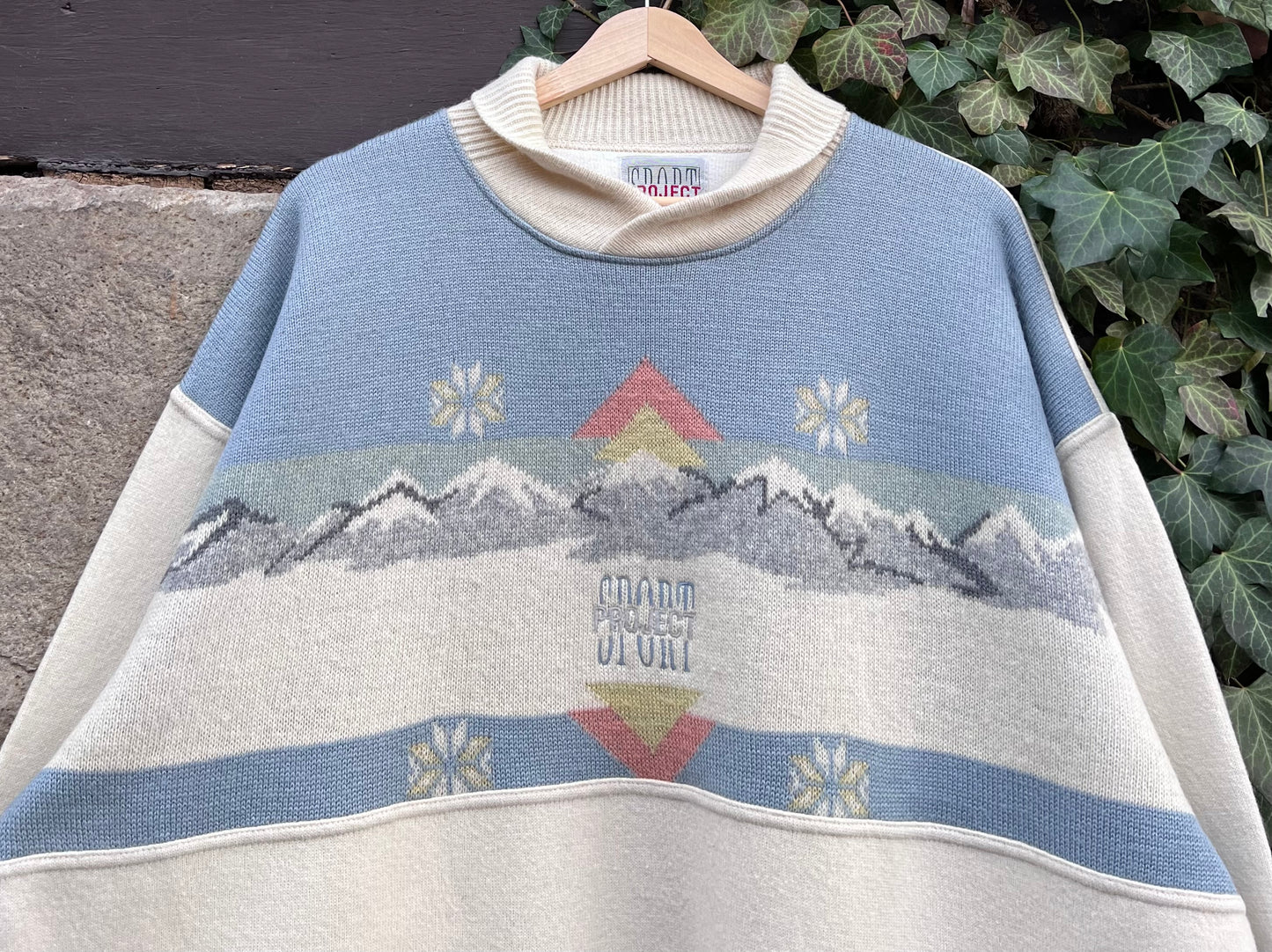 Vintage Sweater Knit Panorama Mountains-XL